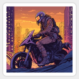 Cool biker futuristic landscape Sticker